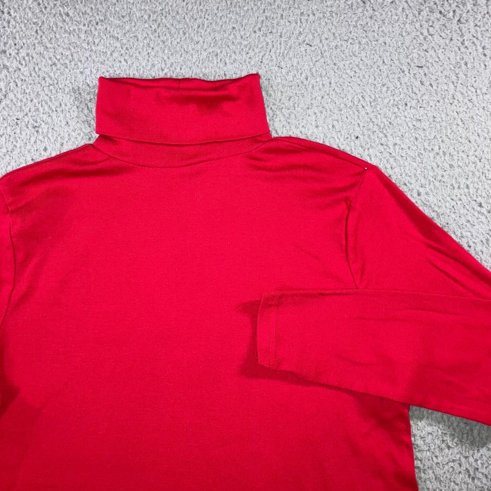 Red Turtleneck Top Women 16W Stretch Knit Layering Minimalist Classic Vibrant